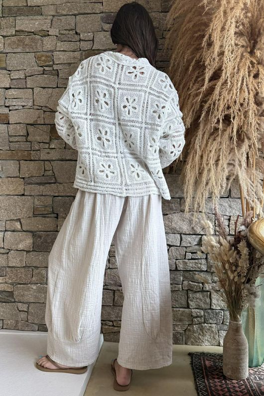 Trivento Patchwork Crochet Jacket White